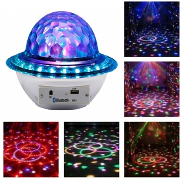 

Диско лампа с пультом,USB входом Ufo Led Crystal Ball от сети 220В(11854),