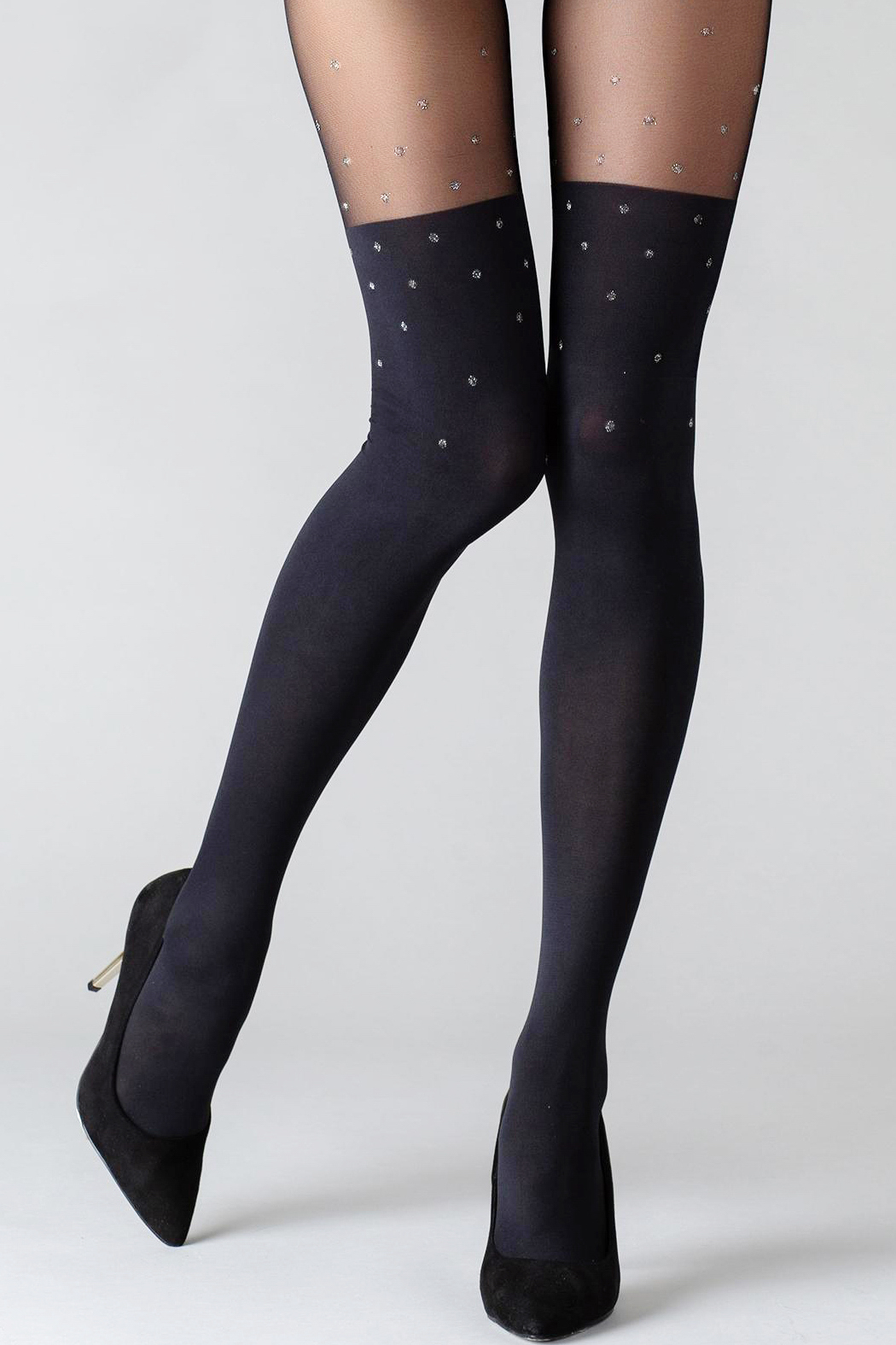 

Колготки с имитацией чулок и люрексом GIULIA Pari Lurex model 3 4 Nero