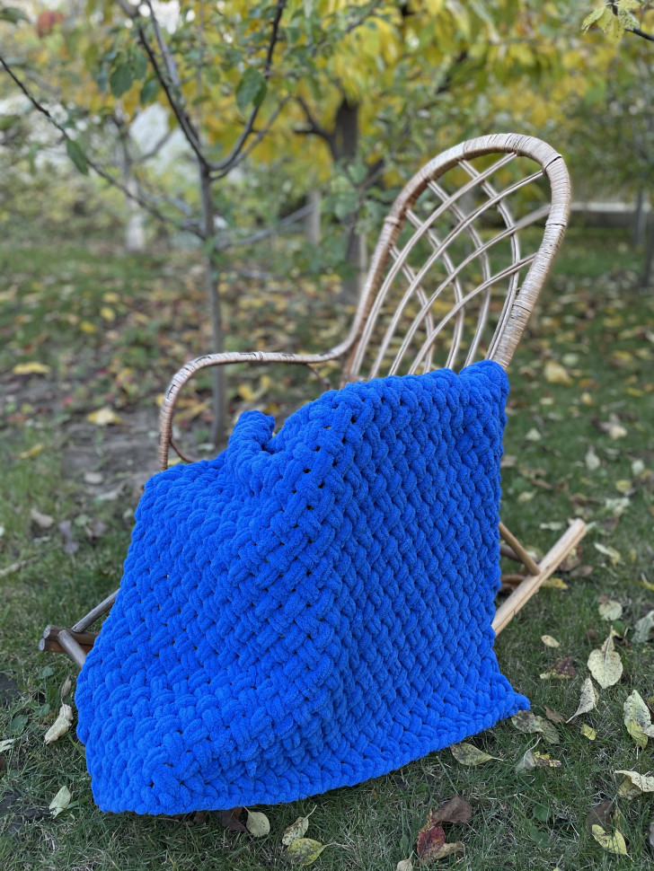 

Hand Made Плед детский плетёнка синий. Размер 100х100см