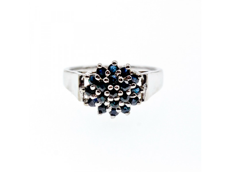 

Серебряное Кольцо 925 пробы с Сапфирами Цветок Натуральный Sky Jewelry 002477