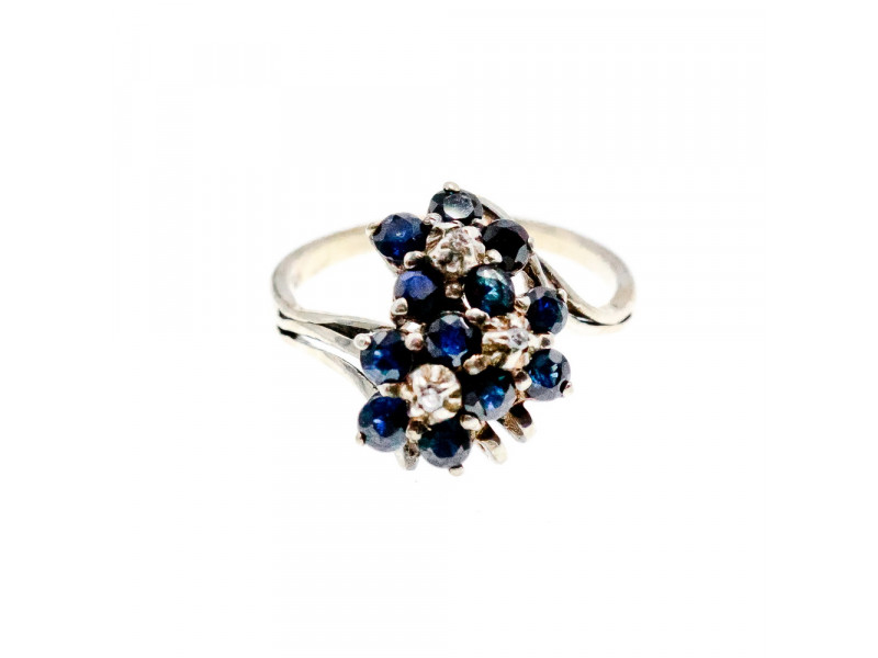 

Серебряное Кольцо с сапфиром и фианитом Цветы Натуральный Sky Jewelry 002359