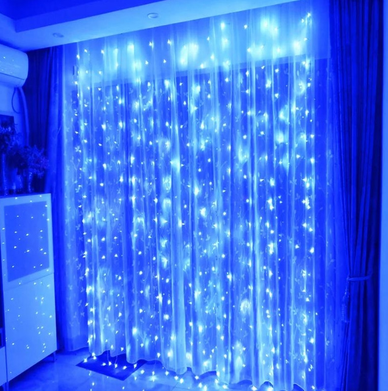 

Новогодняя светодиодная гирлянда ШТОРА 3х2 м 200 LED на окно для дома, Синяя