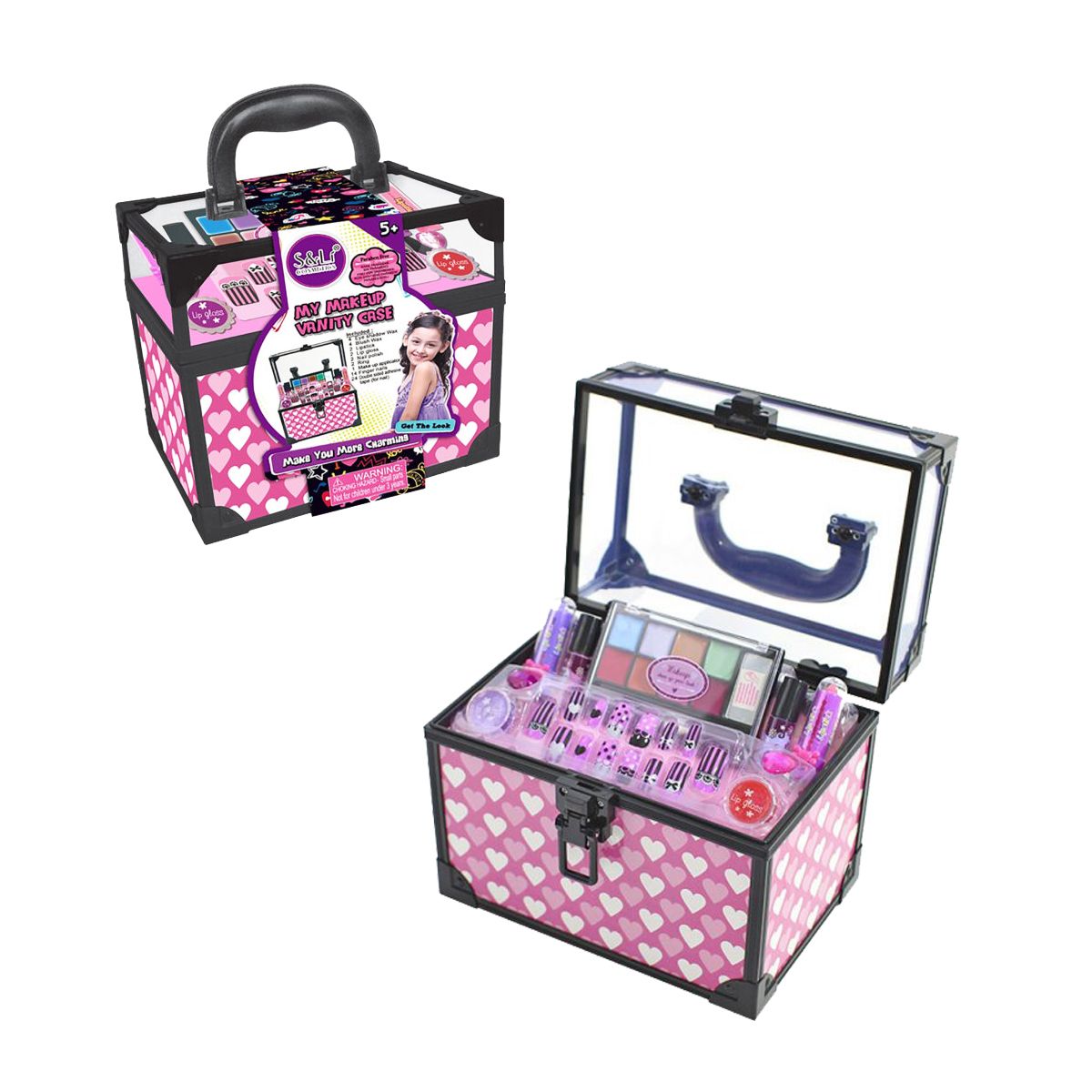 

Игровой набор S&Li десткой косметики в чемоданчике S22767 для девочки тени, кисточки, блески для губ розовый (176408)