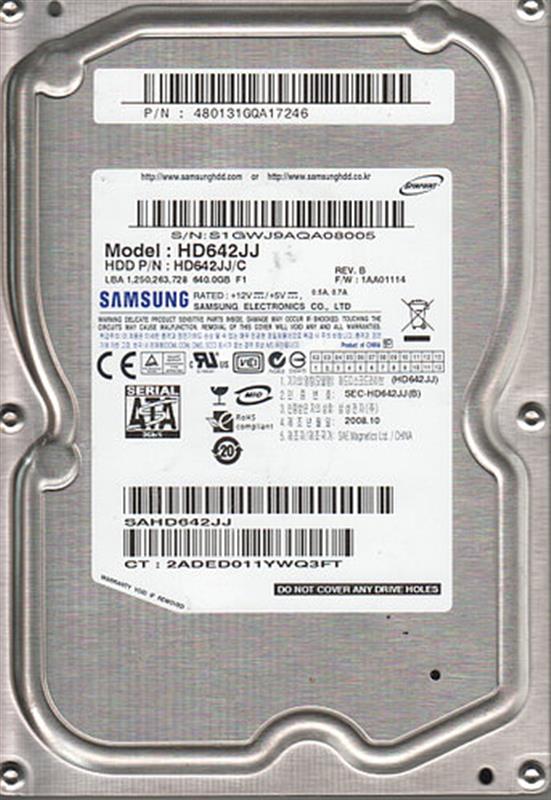 

Накопитель HDD SATA 640GB Samsung 7200rpm 16MB (HD642JJ) Refurbished