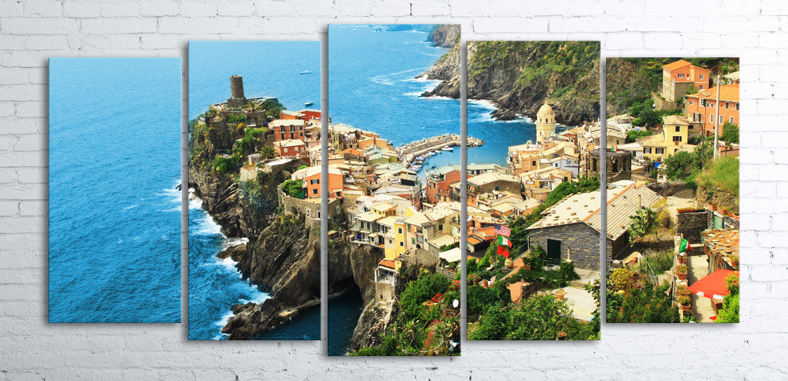 

Модульная картина на холсте 5 в 1 Vernazza. Cinque Terre National Park 100х200 см (секции разного размера)