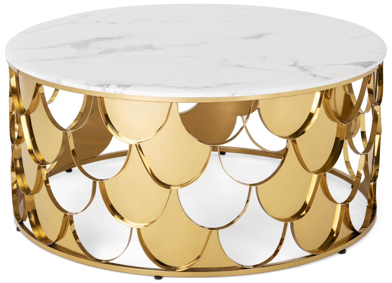 

Стол журнальный золотой Siena White marble Мрамор