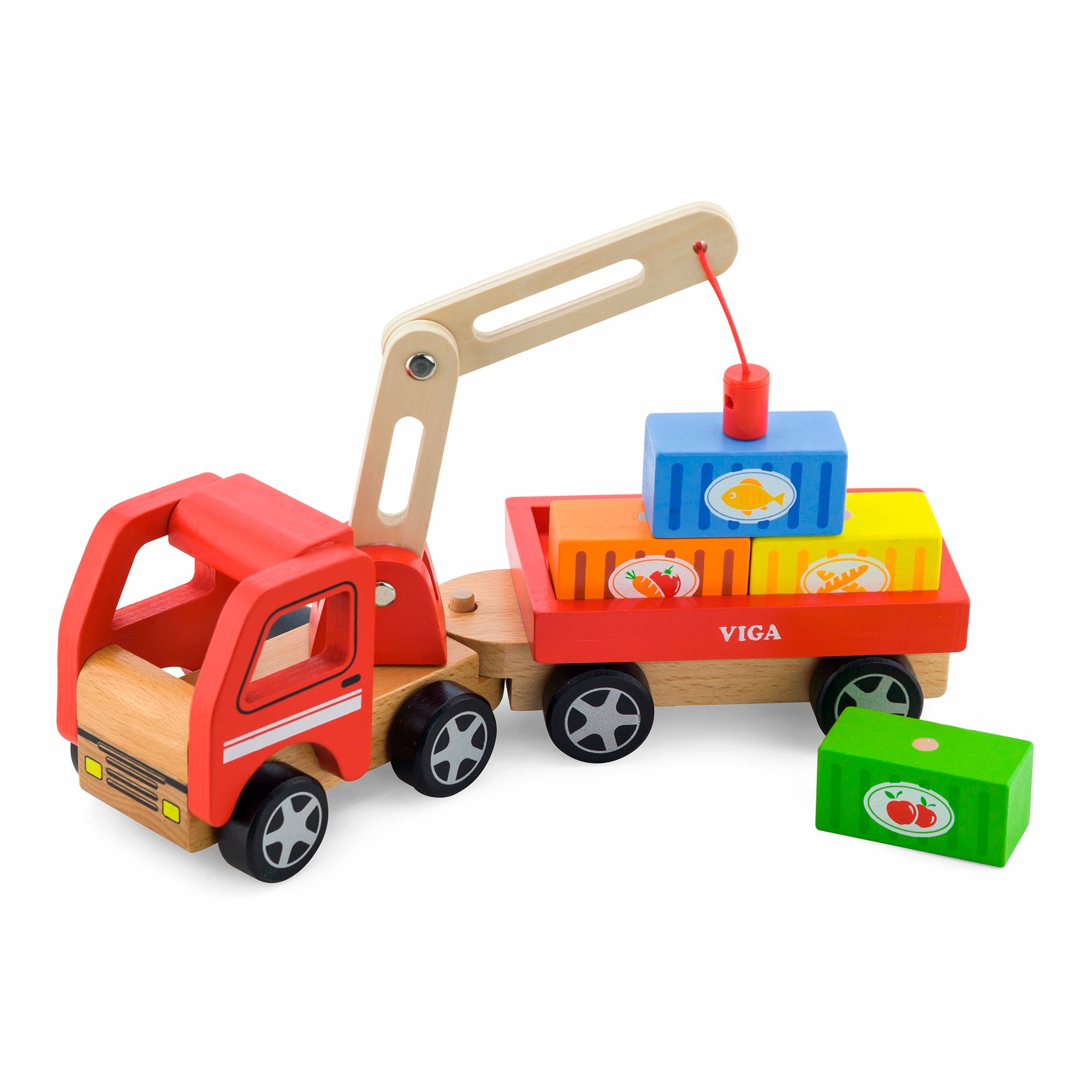 

Детская деревянная игрушечная машинка подъемный кран Viga Toys Автокран