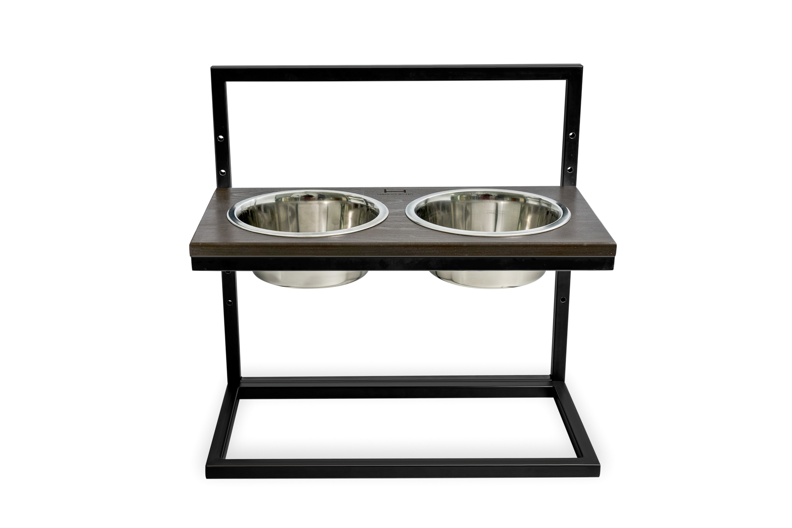 

Миски на подставке c регулируемой высотой Lift Brown wood + Black L (52x26cm / высота регулируется от 15cm до 40 cm/ Миски 1,8 л) Harley & Cho BGL-HL-701