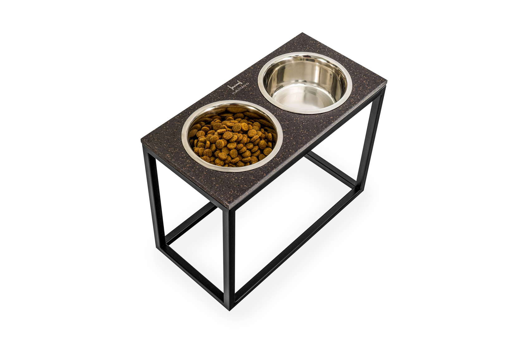 

Миски на подставке коричневый камень Dinner Stone Brown Stone + Black XL40 (52x26x40cm высота/ Миски 1,8л / Диаметр 20 см) Harley & Cho BGL-HL-769