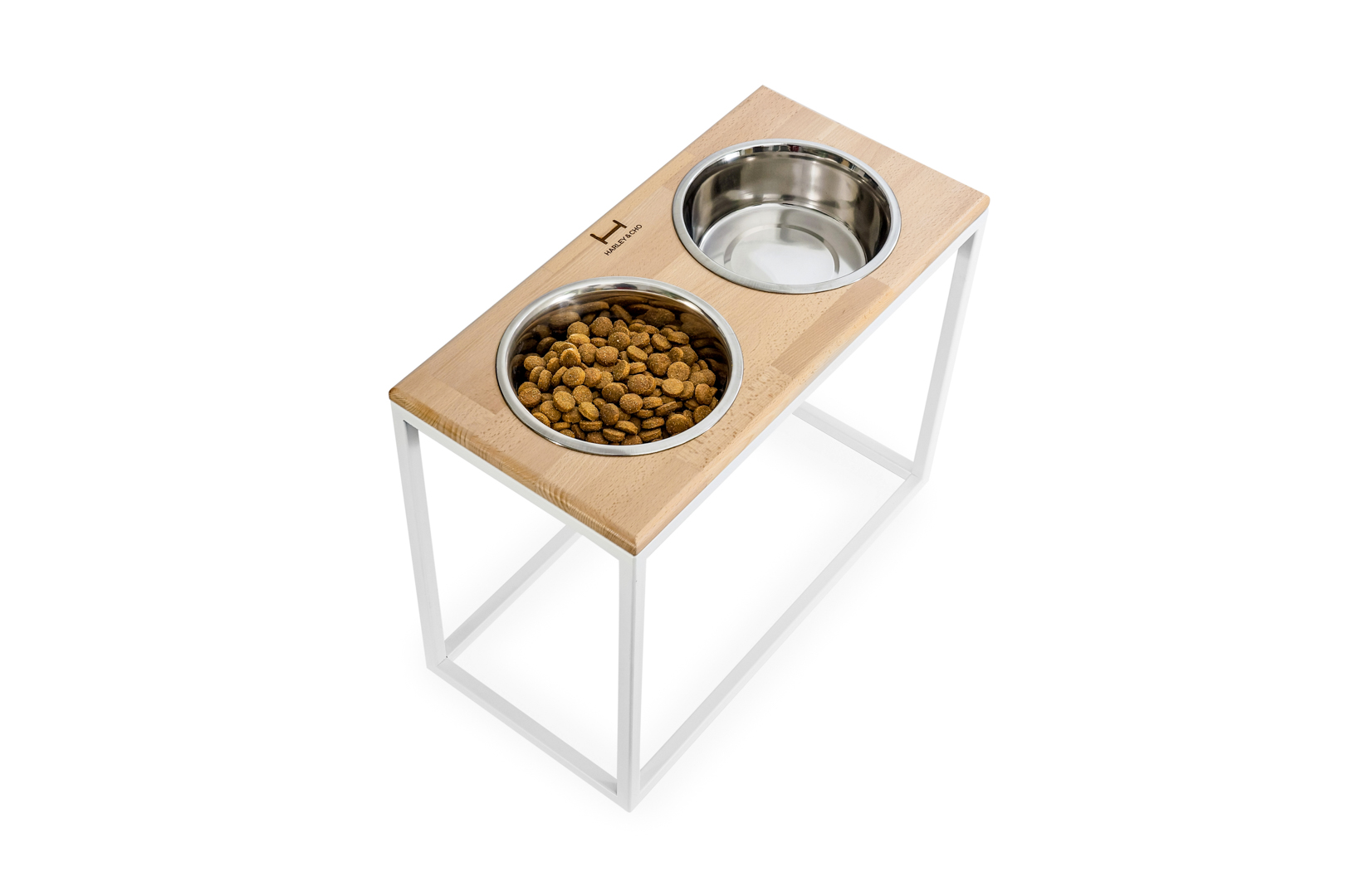 

Миски на подставке Dinner Natural wood + White XL20 (52x26x20cm высота/ Миски 1,8л / Диаметр 20 см) Harley & Cho BGL-HL-748