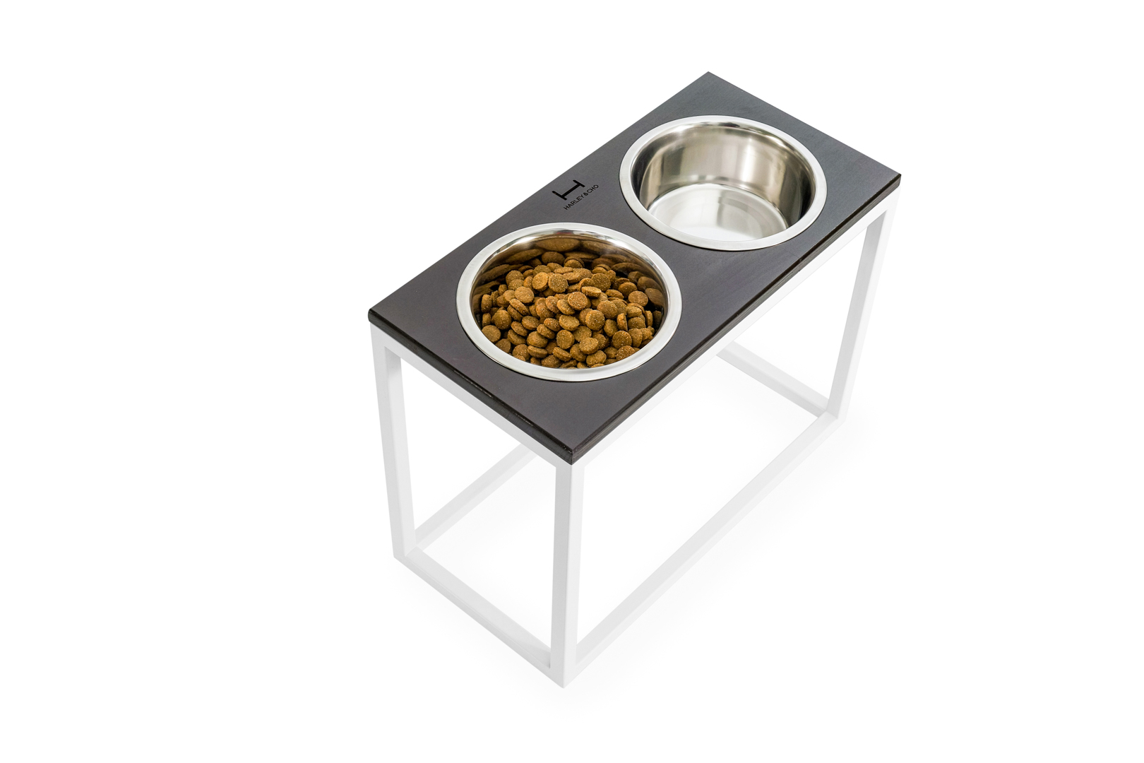 

Миски на подставке Dinner Brown wood + White XXL40 (64x32x40cm высота/ Миски 2,6л / Диаметр 24 см) Harley & Cho BGL-HL-742