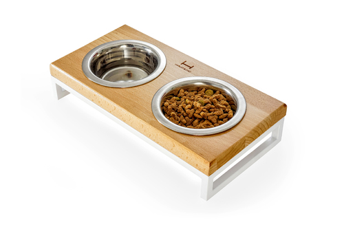 

Миски на подставке Lunch Bar Natural wood + White, натуральное дерево XS (28 x 14 x 5 см / Миски по 0,2л) Harley & Cho BGL-HL-607