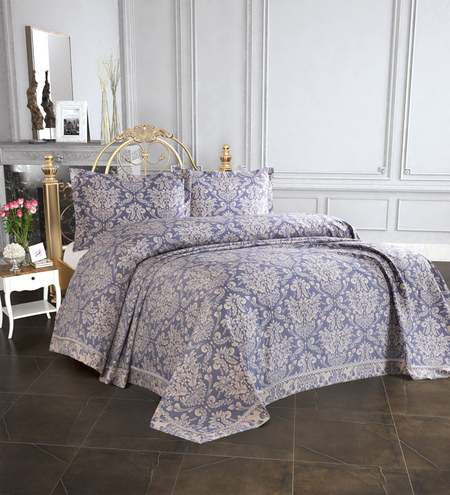 

Покрывало с наволочками Tropik Home Pandora Damask Navy Blue 1229-3 240x260 02003362