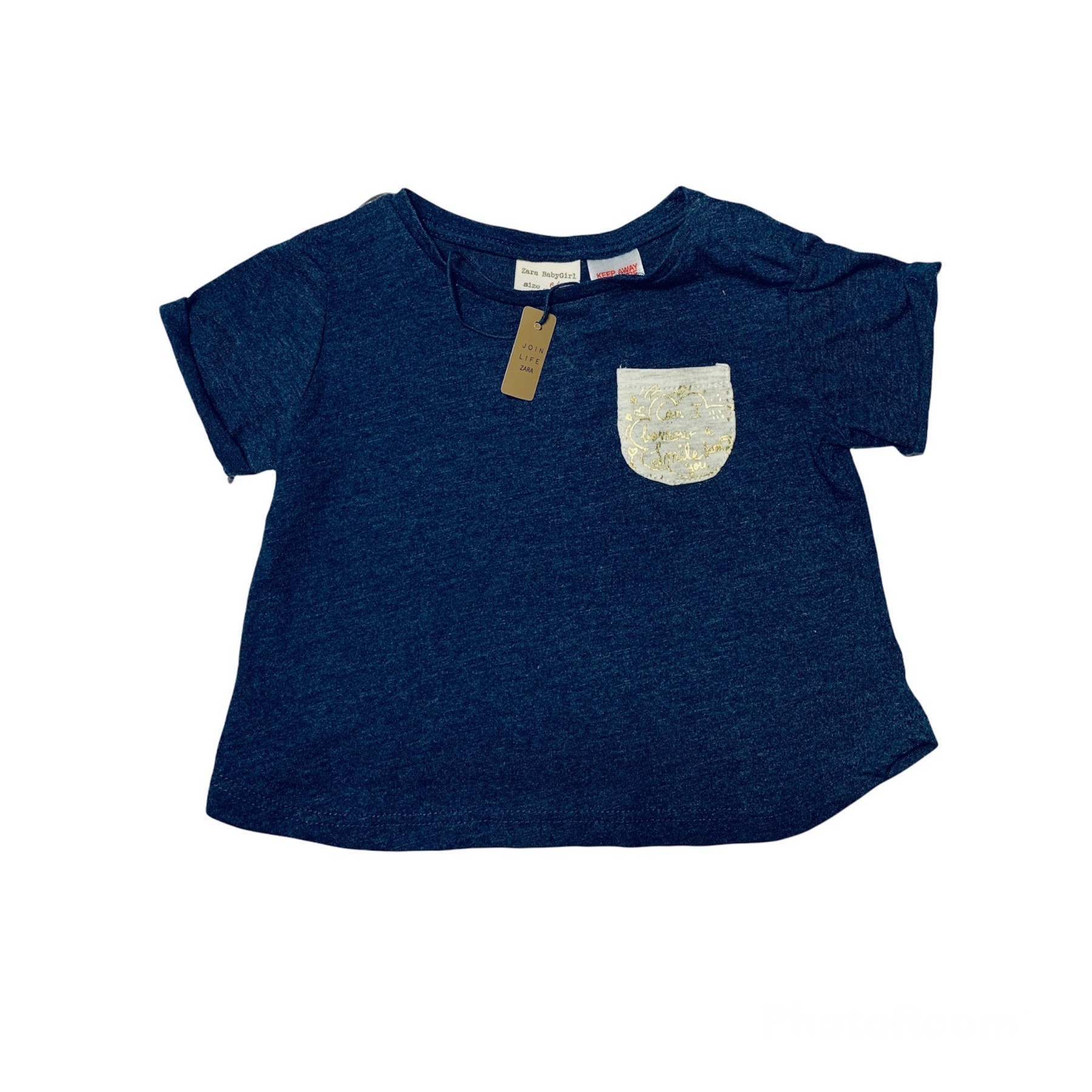 

Футболка Zara 6/9 мес 74см Синяя