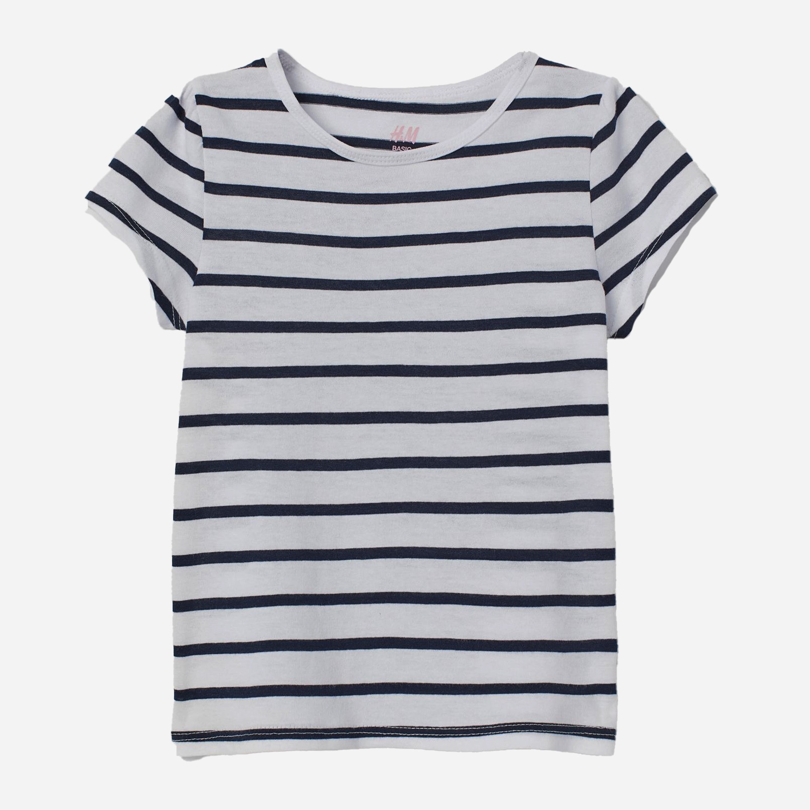 

Футболка H&M 912-709248 122-128 см Белый/Темно-синяя/Полоска