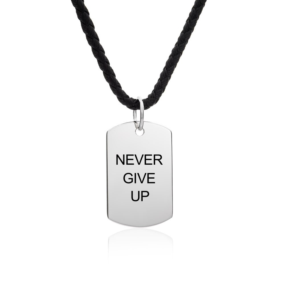 

Подвеска жетон Never give up на шнурке 55 см серебро