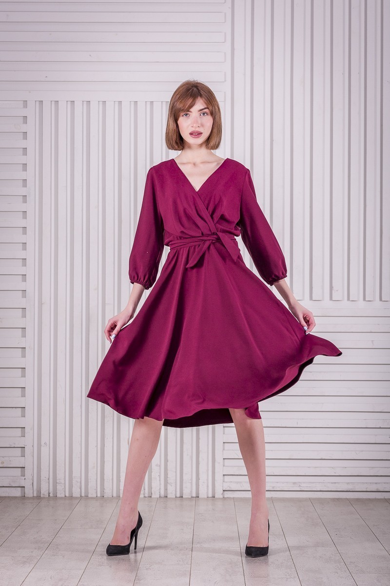 

Нарядное платье на запах FashionYouWant XL марсала 43425405
