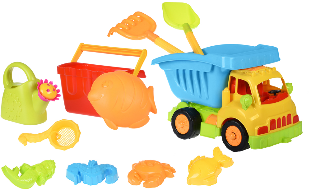 

Набор для игры с песком Same Toy Грузовик желтая кабина/синий кузов 11 предметов (968Ut-2)