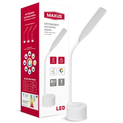 

Настольная лампа Maxus LED 8W 4100K RGB (11894456)