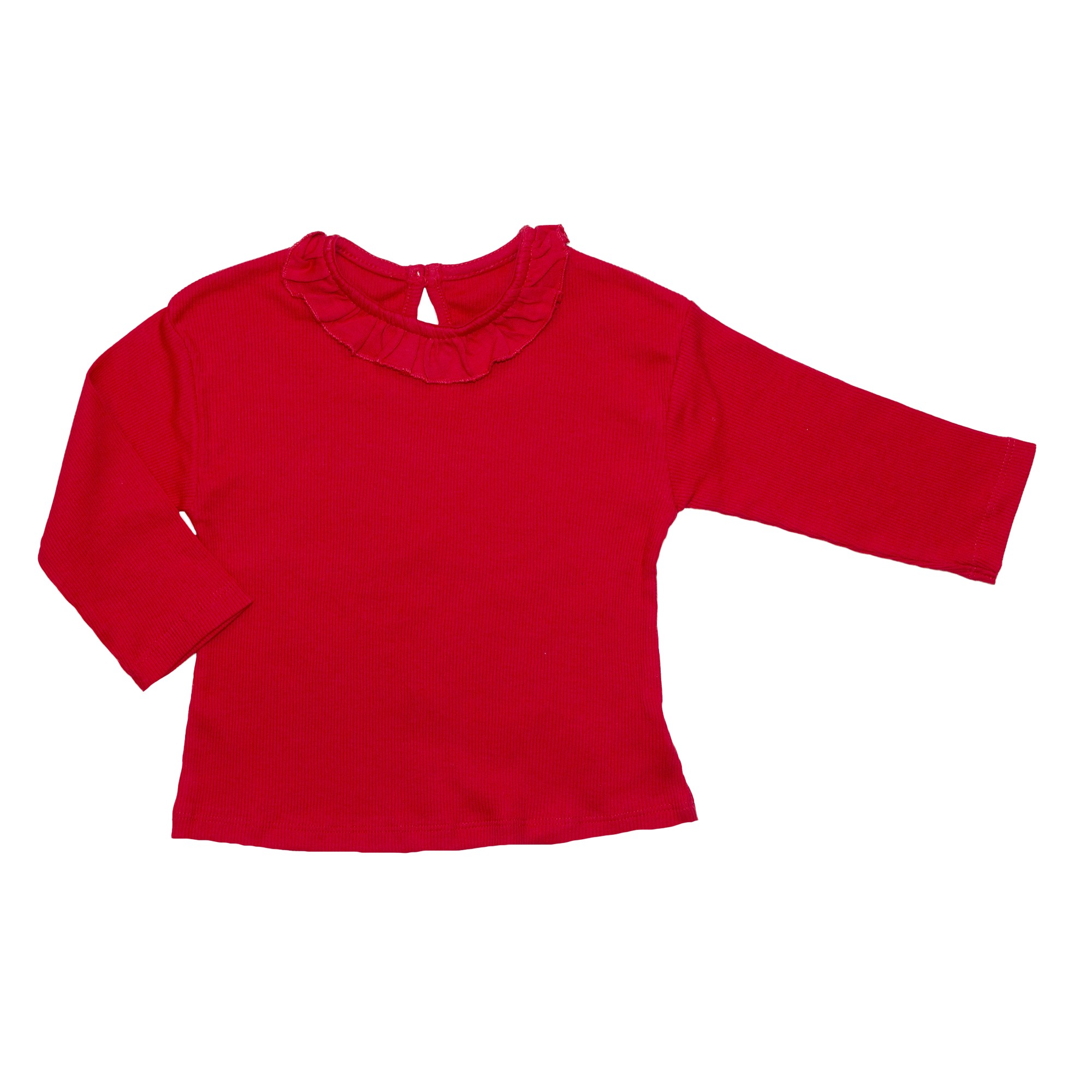 

Футболка с длинным рукавом для девочки ( 1 шт ) George красного цвета с оборкой, однотонная 1-1.5 года (80-86см) 2007