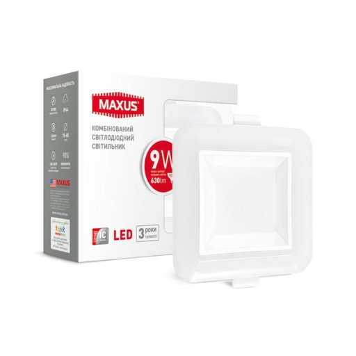 

Светильник LED Maxus 3-step SDL встроенный квадратный 9W 3000/4100K (11878475)