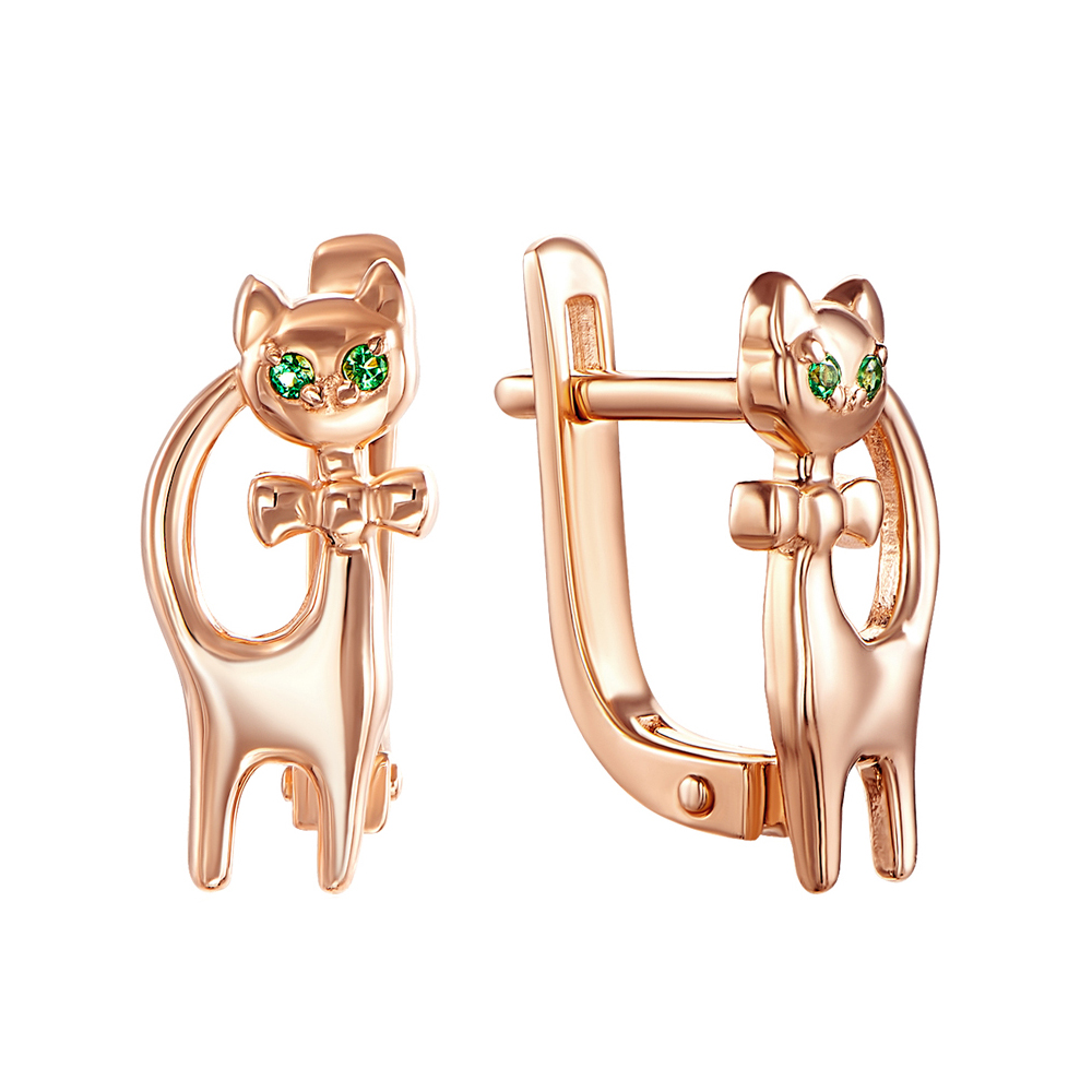 

Серьги из красного золота с зелеными фианитами 000126239