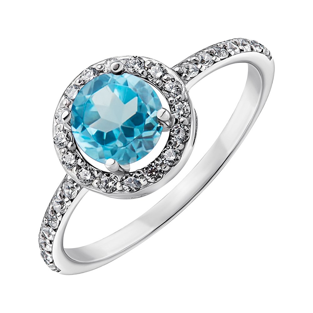 

Серебряное кольцо с топазом и фианитами 000148880 18 размера