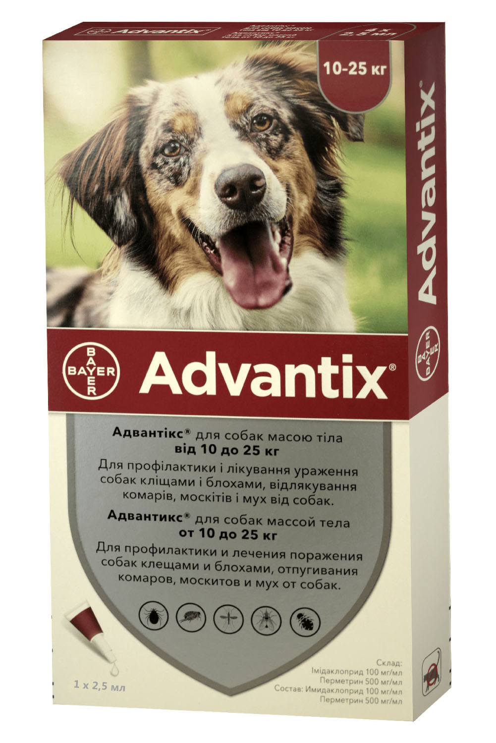 

Адвантикс средство от блох и клещей для собак 10-25 кг ADVANTIX 1 пипетка Bayer BGL-BY-28