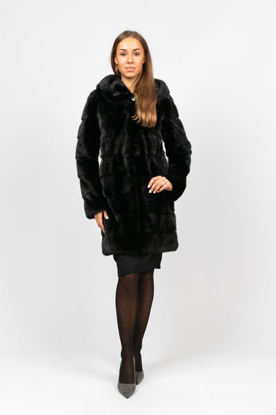 

Шуба PARKA+ 01148 из натурального меха канадской норки Чорний, Шуба PARKA+ 01148 из натурального меха канадской норки Чорний 46