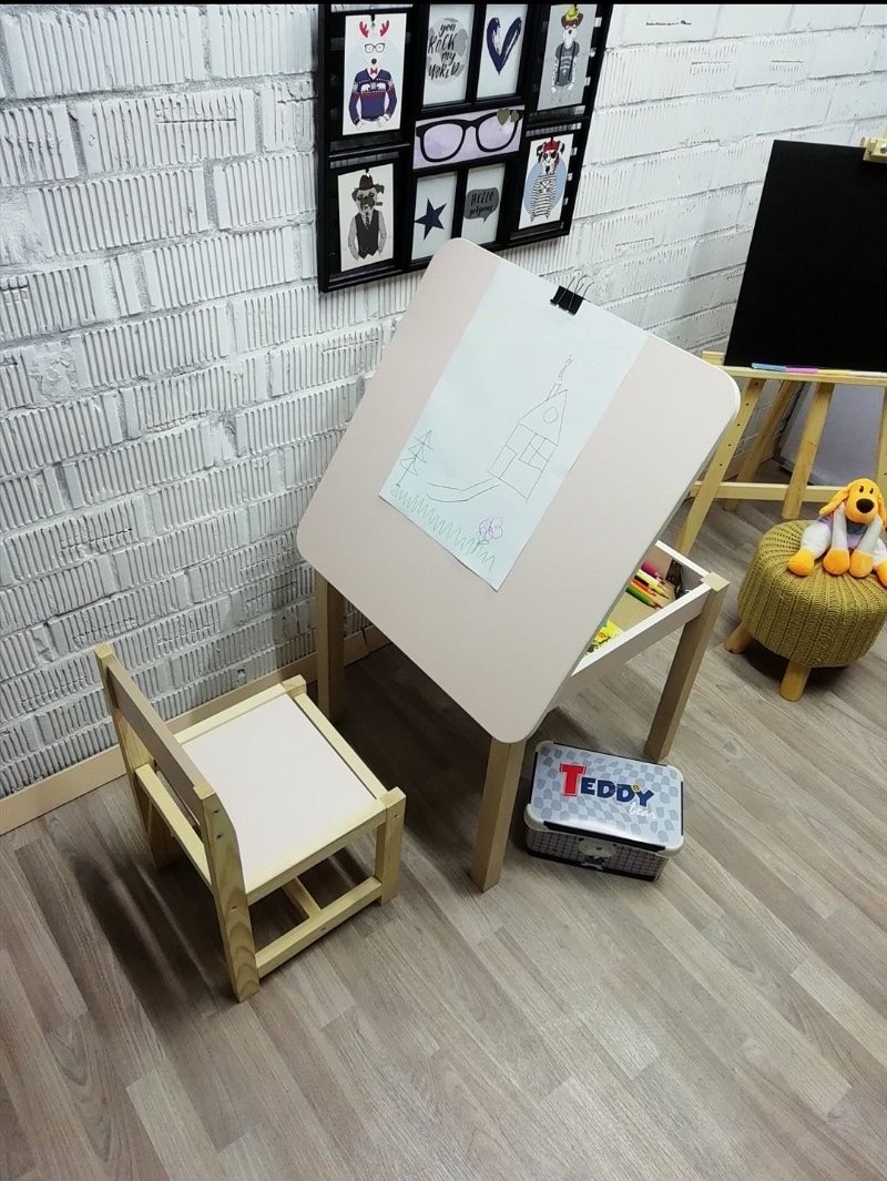 

Эко-игровой набор для детей Baby Comfort стол с нишей + стул пудровый