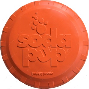 

Игрушка для собак тарелка BOTTLE TOP FLYER DURABLE RUBBER RETRIEVING FRISBEE - ORANGE SQUEEZE S 2 см Ø 17.8 см SodaPup BGL-SD-51