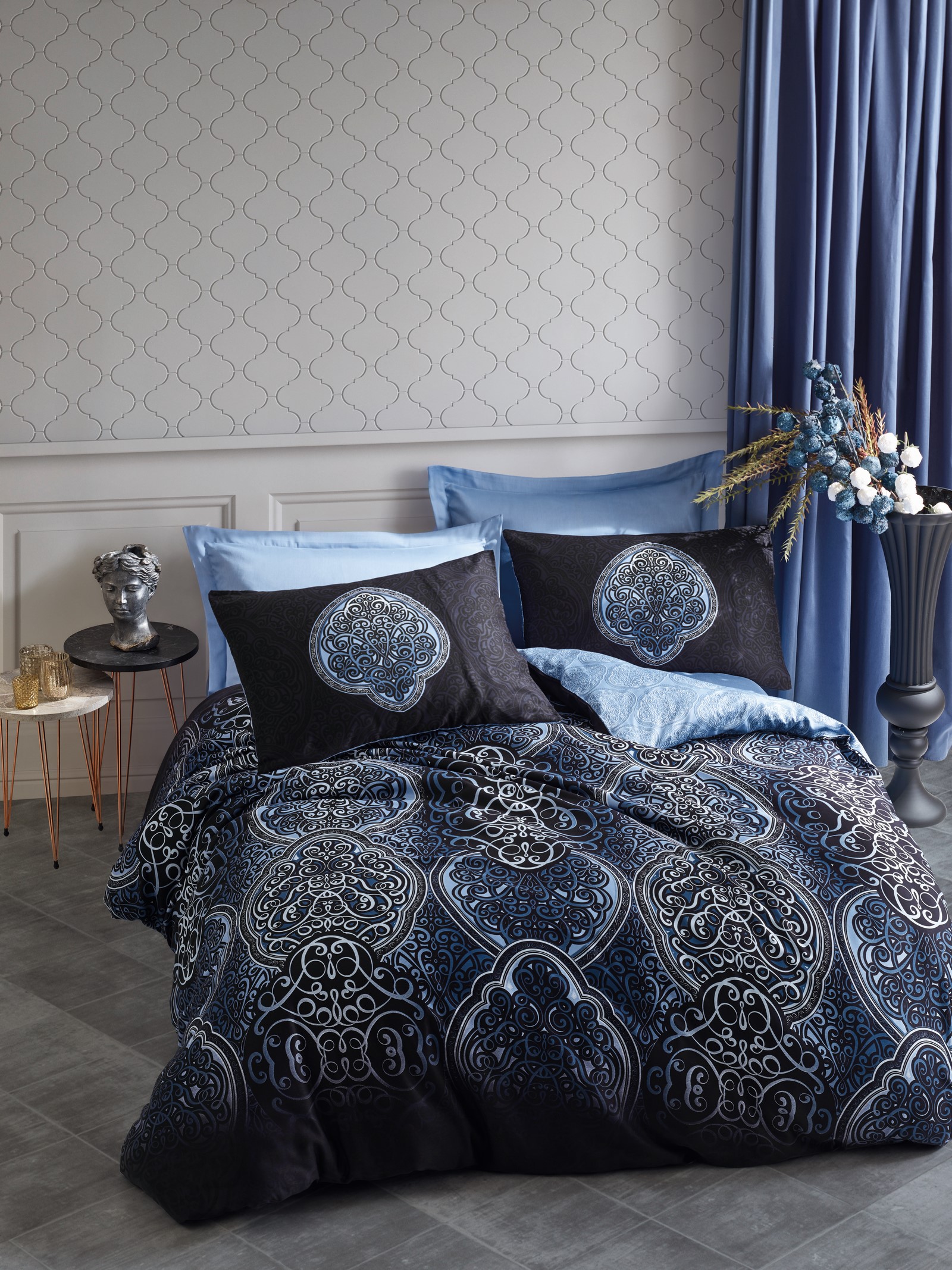 

Комплект постельного белья Cotton Box Glory Mavi 200x220 см