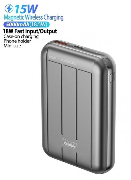 

Павербанк Remax 5000mAh Wireless Quick Charge| Magsafe Grey