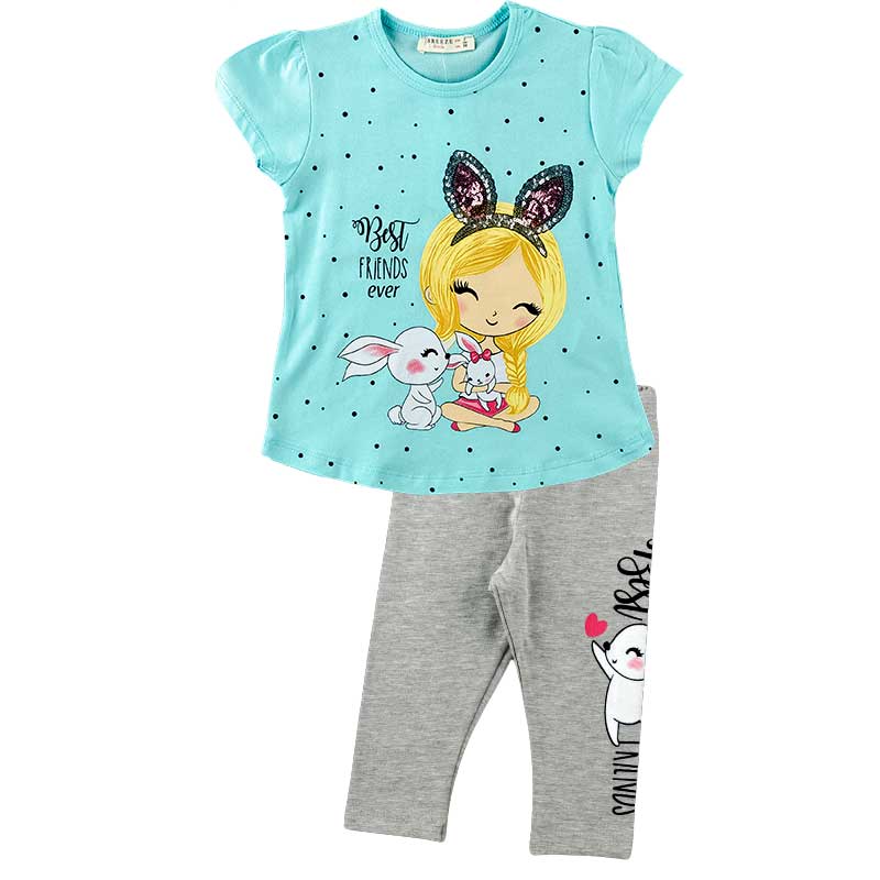 

Комплект летний для девочки BREEZE (145863525131004) 98 см голубой/серый меланж