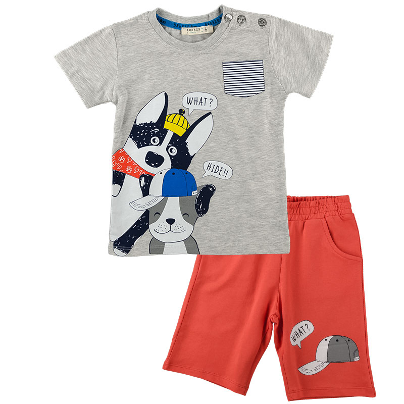 

Комплект летний для мальчика (футболка + шорты) BREEZE (221637902482774) 92 см серый/оранжевый