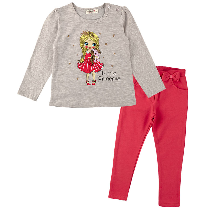 

Комплект для девочки BREEZE (2518974771145536) 86 см бежевый меланж/красный