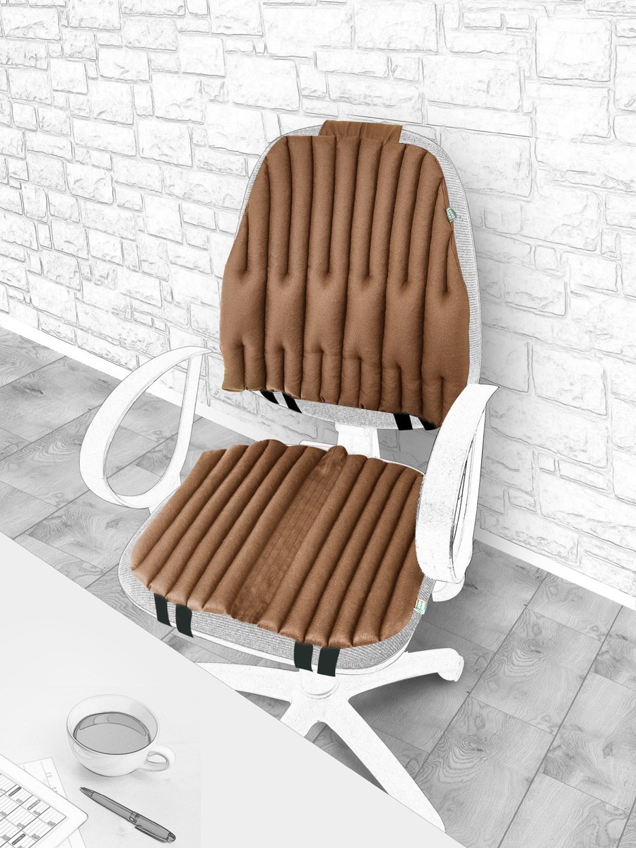 

Ортопедические подушки EKKO SEAT на офисное кресло. Комплект. Коричневый.
