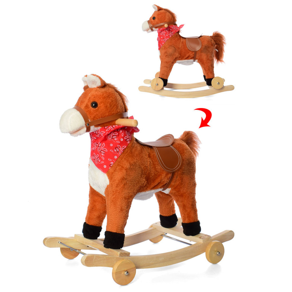 

Лошадка-качалка для детей Bambi MP 0086-7 на колесах, 60х34х58 см, звук(цокот/ржание), подвижный рот/хвост (Рыжий)