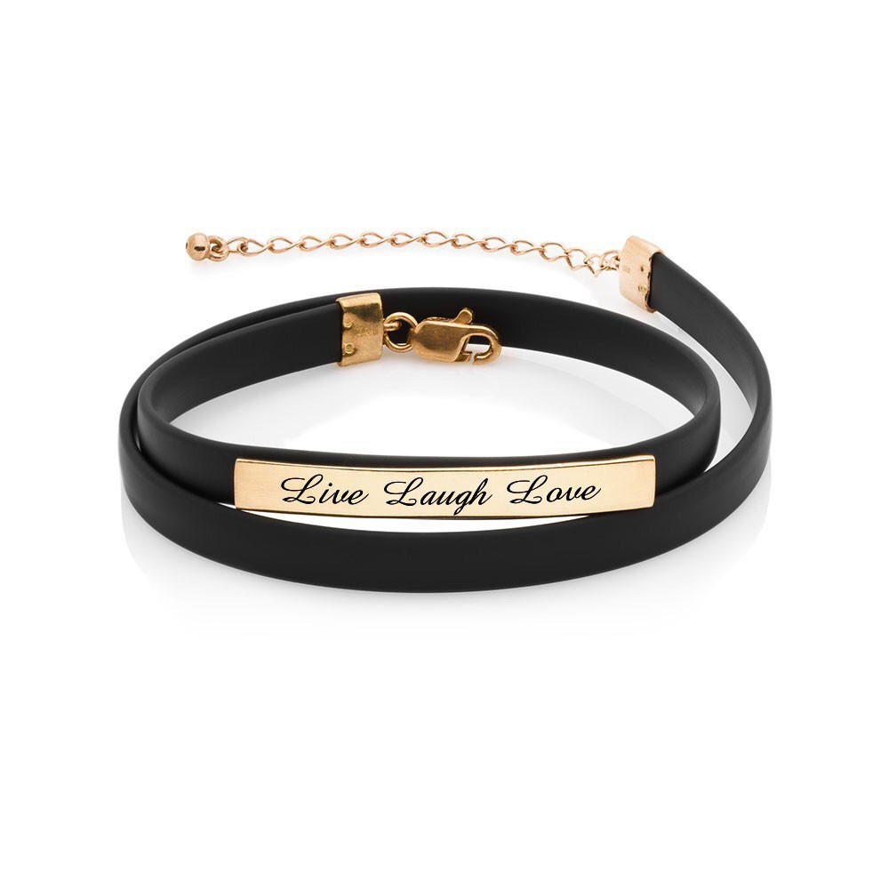 

Браслет каучуковый Live Laugh Love в два оборота позолота размер 32 - 36 см