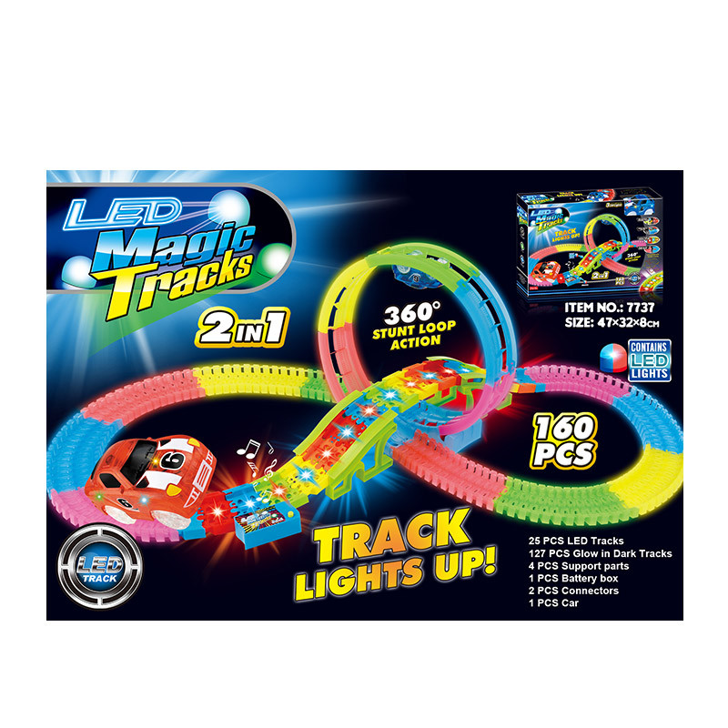 

Детский Автотрек "Magic Track" A-Toys 7737 светящийся в темноте 160 дет.