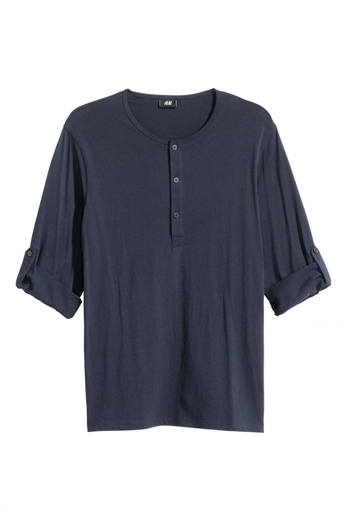 

Футболка с пуговицами H&M  Синяя, Футболка с пуговицами H&M s Синяя