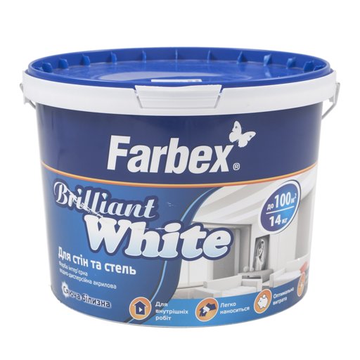 

Краска интерьерная Farbex Brill White 14 кг (11688166)