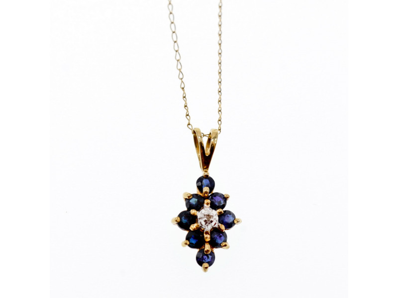 

Золотая цепочка с кулоном сапфиры и бриллиант Натуральный Sky Jewelry 002767