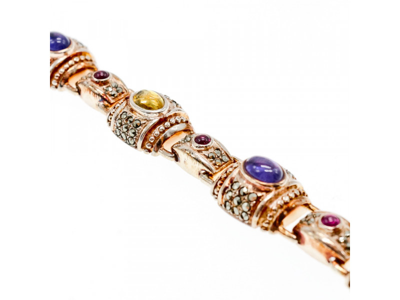 

Браслет из серебра с агатом и марказитом Радуга 33 Натуральный Sky Jewelry 002550