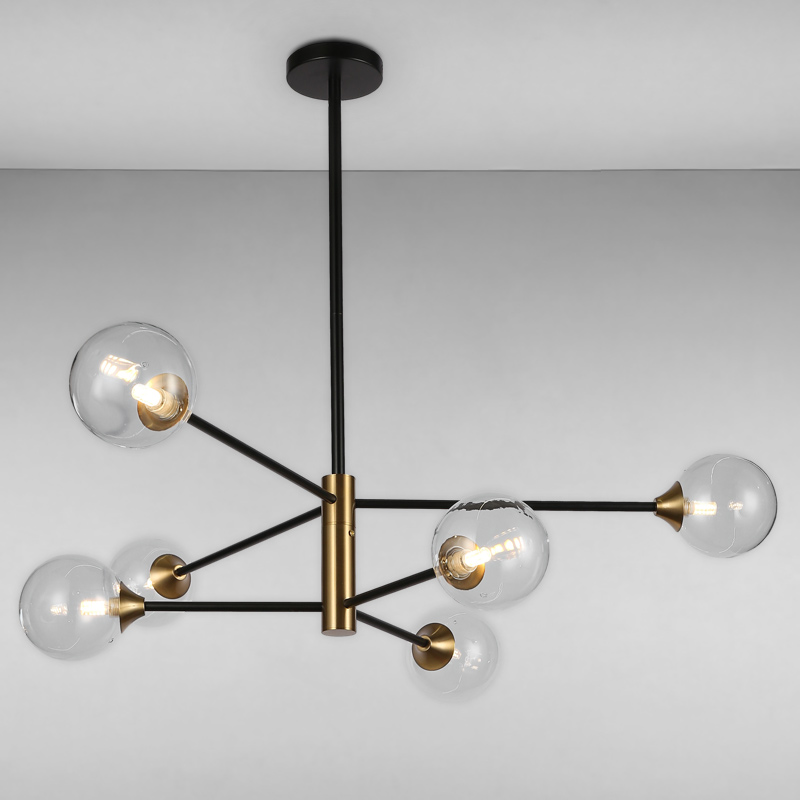 

Люстра молекула подвесная Light House LS-17078-6 BK+CL черная