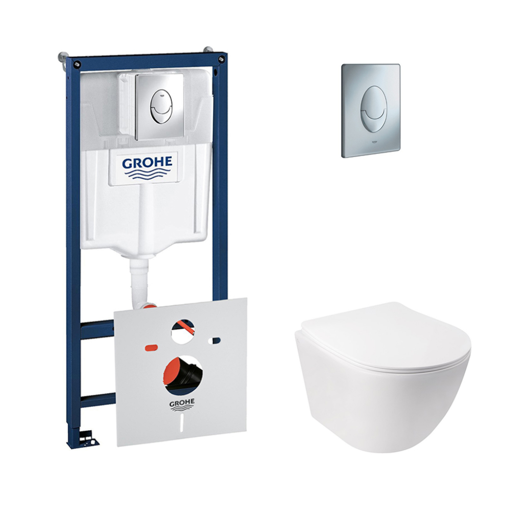 

Набір інсталяція 4 в 1 Grohe Rapid SL 38721001 + унітаз з сидінням Qtap Jay QT07335176W (38721001QT07335176W)