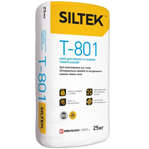 

Клей для плитки и камня универсальный Siltek T-801 25кг