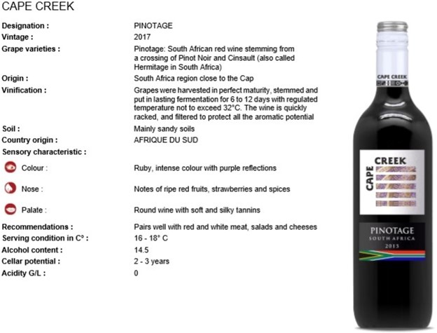 Вино Cape Creek Pinotage червоне сухе 0.75 л 14.5% (3263280115308_6009712610846) — фото 3
