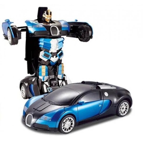 

Машинка детская на радиоуправлении Трансформер Bugatti Robot Car Size 18 Синяя с черным