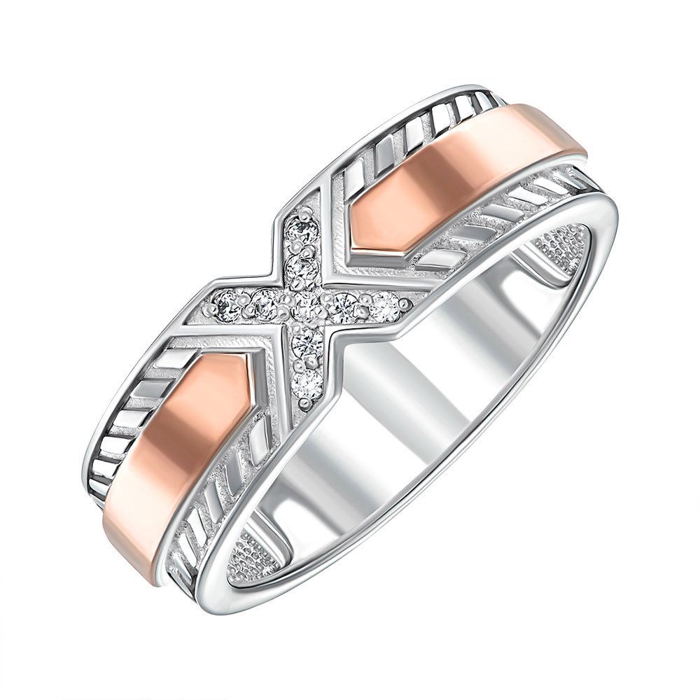 

Кольцо из серебра и золота с фианитами 000151676 18.5 размера